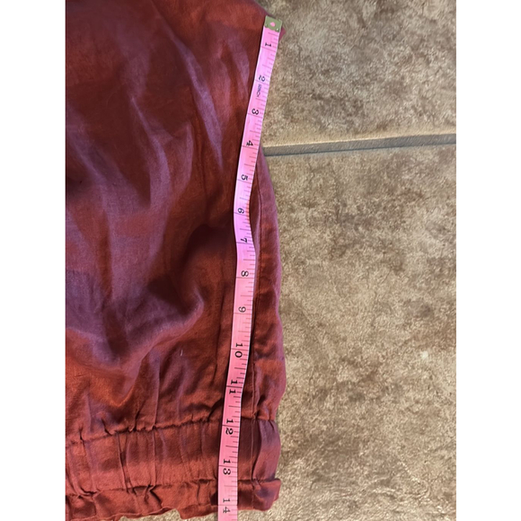 Marc New York Linen Orange Rust Drawstring Waist Baggy Lagenlook Ankle Pants, S - Picture 9 of 10